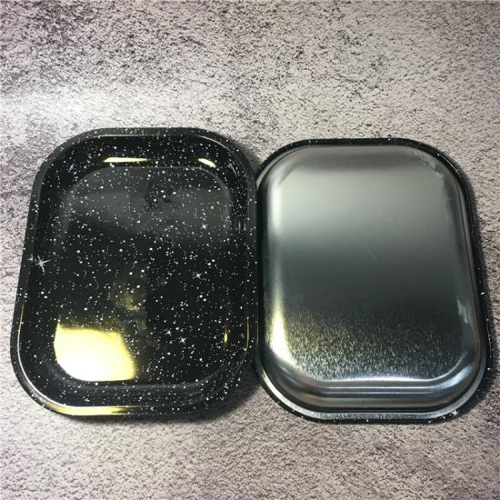 Black Rectangular Printed Metal Rolling Serving Trays With Black Rectangular Printed Metal Rolling Serving Trays With