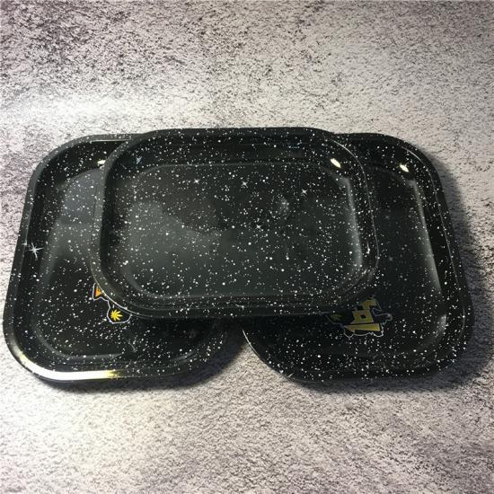 Black Rectangular Printed Metal Rolling Serving Trays With Black Rectangular Printed Metal Rolling Serving Trays With