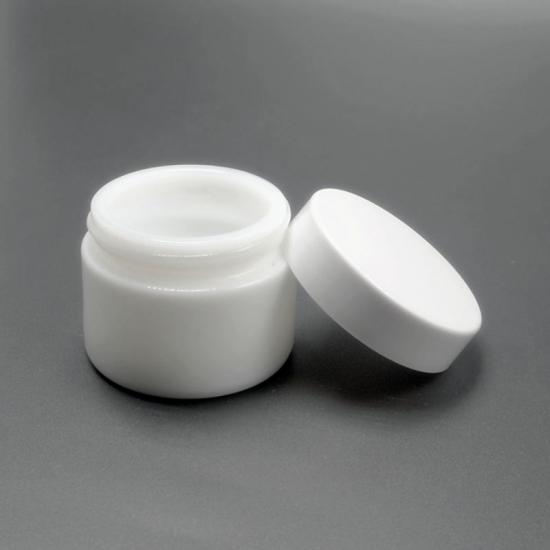 Child Resistan White opaque Glass Screw Top Jar Child Resistan White opaque Glass Screw Top Jar