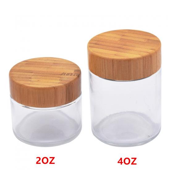Child Resistant Glass Food Storage Jar With Wood Bamboo Lid Child Resistant Glass Food Storage Jar With Wood Bamboo Lid