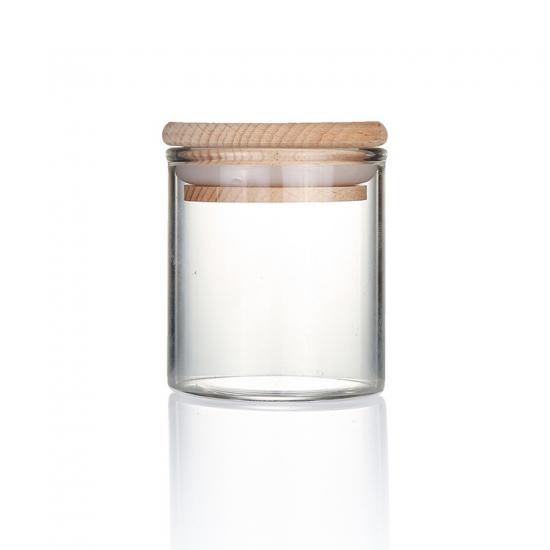 Child Resistant Glass Jars with Bamboo Finish Childproof Lid Child Resistant Glass Jars with Bamboo Finish Childproof Lid