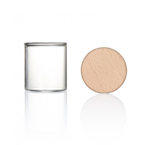Child Resistant Glass Jars with Bamboo Finish Childproof Lid Child Resistant Glass Jars with Bamboo Finish Childproof Lid
