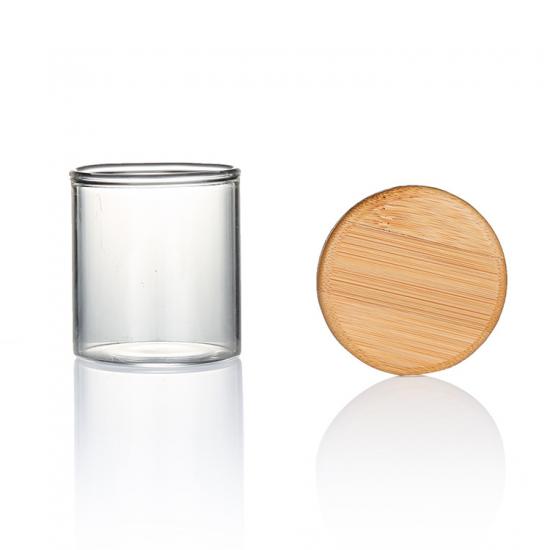Child Resistant Glass Jars with Bamboo Finish Childproof Lid Child Resistant Glass Jars with Bamboo Finish Childproof Lid