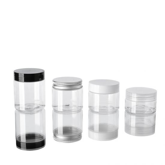 Clear Wide Mouth PET Plastic Round Storage Container Jars Clear Wide Mouth PET Plastic Round Storage Container Jars