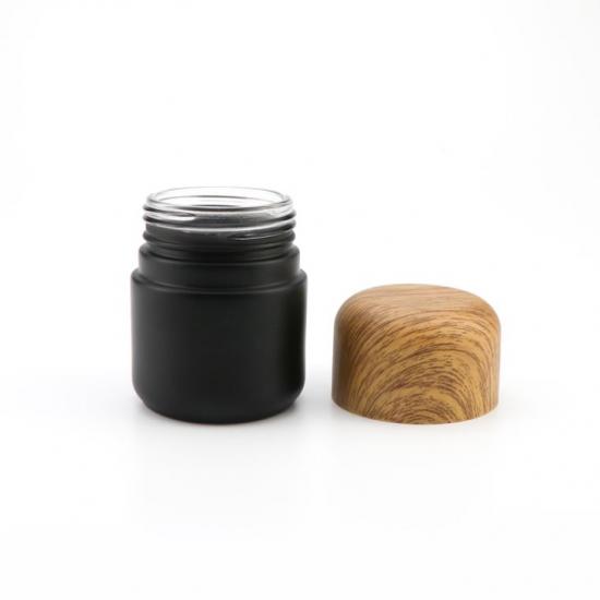 Flat Wooden Cap CR Flower Glass Jar Flat Wooden Cap CR Flower Glass Jar