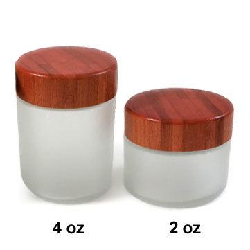 Flat Wooden Cap CR Flower Glass Jar Flat Wooden Cap CR Flower Glass Jar