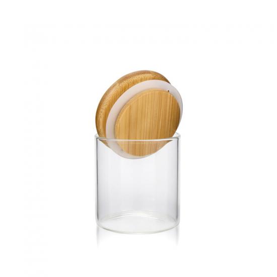 Glass Storage Jars with Sealed Bamboo Lids Clear Glass Food