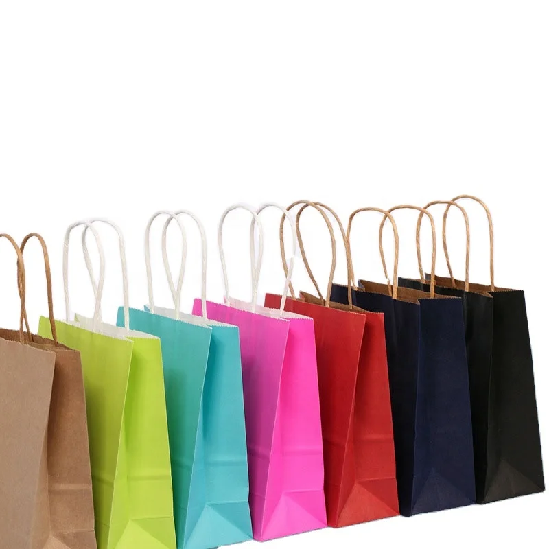 Custom Printed Brown Kraft Shopping Paper Bag With Handles Custom Printed Brown Kraft Shopping Paper Bag With Handles