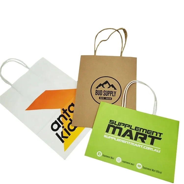Customized Shopping Gift Brown Kraft Paper Bag with Twisted