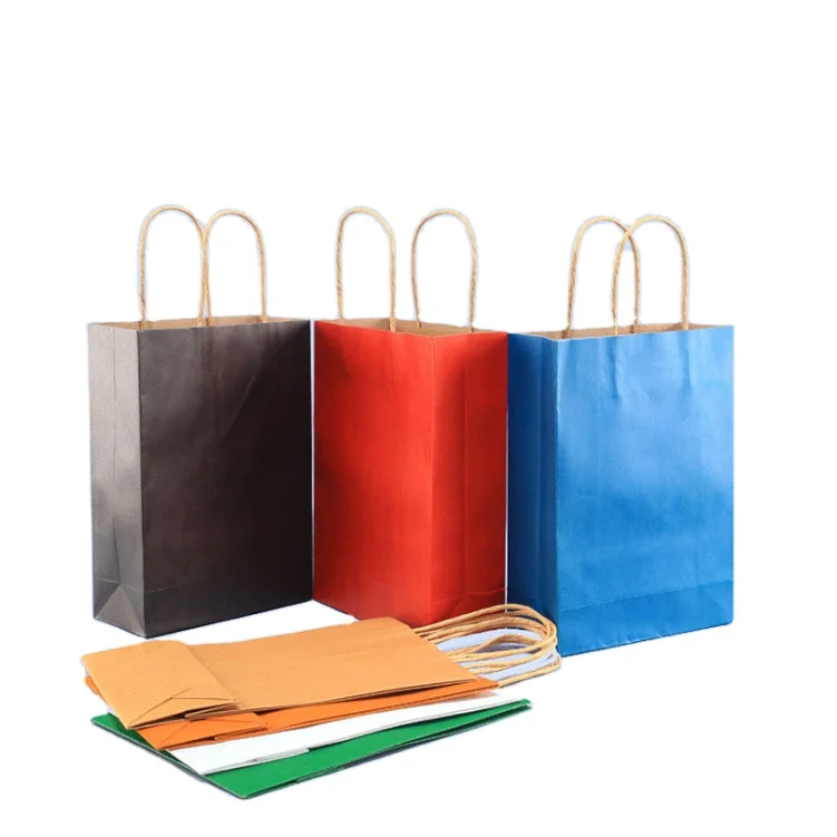 Custom Printed Brown Kraft Shopping Paper Bag With Handles Custom Printed Brown Kraft Shopping Paper Bag With Handles