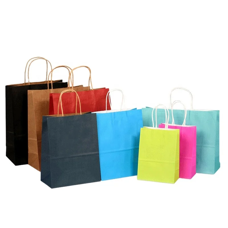 Custom Printed Brown Kraft Shopping Paper Bag With Handles Custom Printed Brown Kraft Shopping Paper Bag With Handles