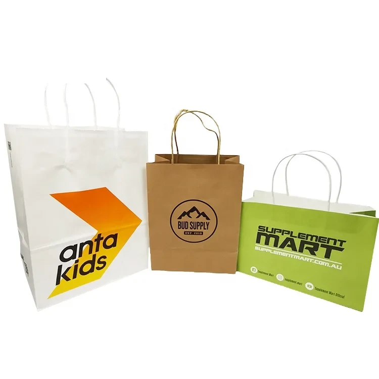 Customized Shopping Gift Brown Kraft Paper Bag with Twisted