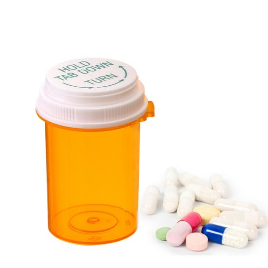 Hold Tab Down And Turn Reversible Empty Vial Bottles