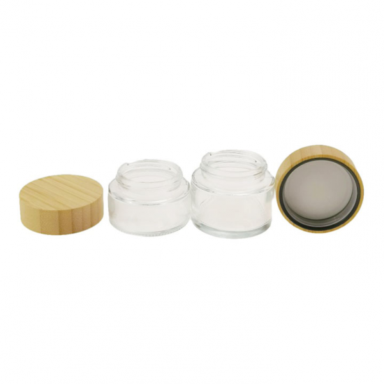 cosmetic packaging wooden lid glass cream jar cosmetic packaging wooden lid glass cream jar
