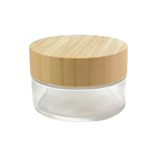 cosmetic packaging wooden lid glass cream jar cosmetic packaging wooden lid glass cream jar