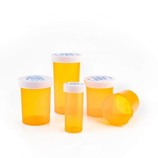 Plastic Child Resistant Prescription Vials 6DR to 60DR- Push Plastic Child Resistant Prescription Vials 6DR to 60DR- Push
