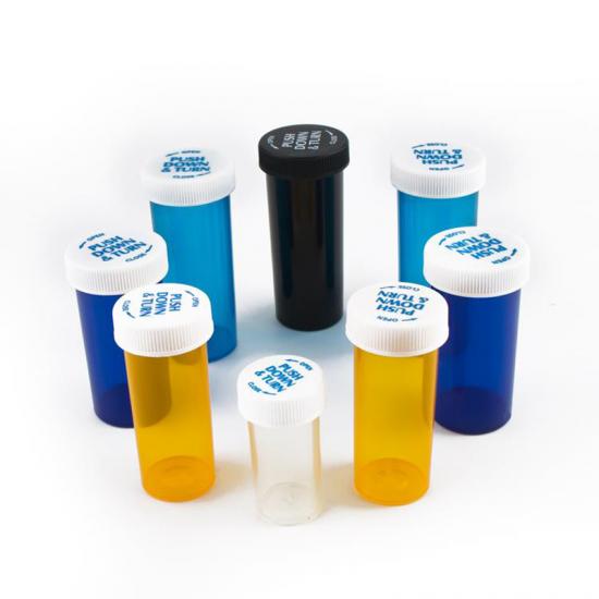 Plastic Child Resistant Push Down and Turn Vials Plastic Child Resistant Push Down and Turn Vials