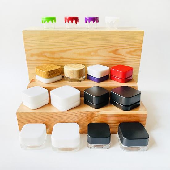 Printing logo with children resistant 5ml 9ml Qube glass jar Printing logo with children resistant 5ml 9ml Qube glass jar