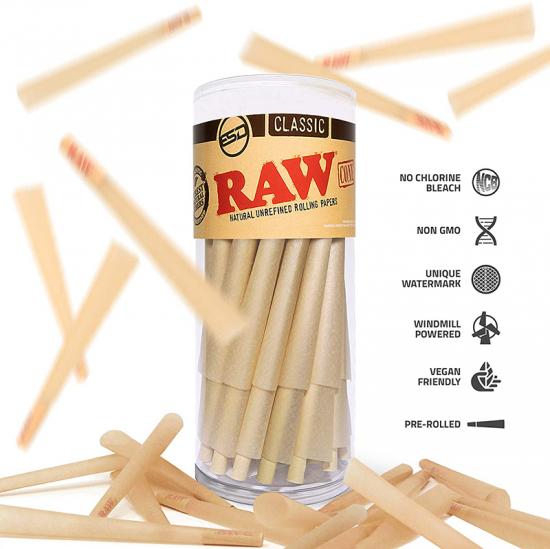 RAW Cones Classic King Size | 50 Pack | Natural Pre Rolled RAW Cones Classic King Size | 50 Pack | Natural Pre Rolled
