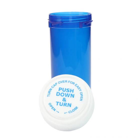 Rx Tablet plastic reversible vials pill bottles with child Rx Tablet plastic reversible vials pill bottles with child