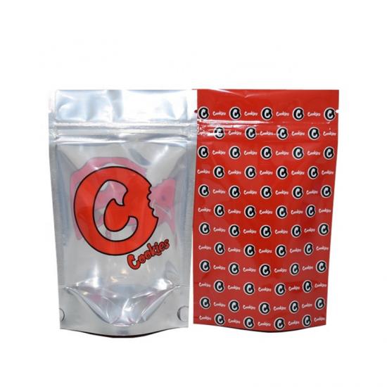 Stand up Smell proof Glossy Mylar foil Cookies Ziplock Weed