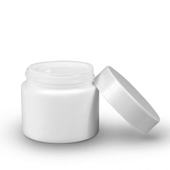 White Round Glass Jar with Child Resistant Lid White Round Glass Jar with Child Resistant Lid