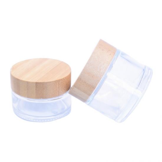 wooden child resistant glass jar with wooden CR cap for