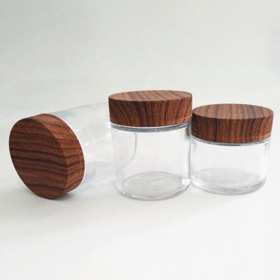 Wooden Lid Glass Jar 1OZ 2OZ 3OZ 4OZ 6OZ