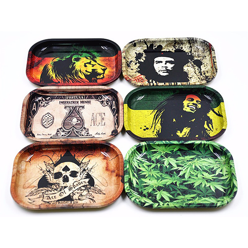 Black Rectangular Printed Metal Rolling Serving Trays With Black Rectangular Printed Metal Rolling Serving Trays With