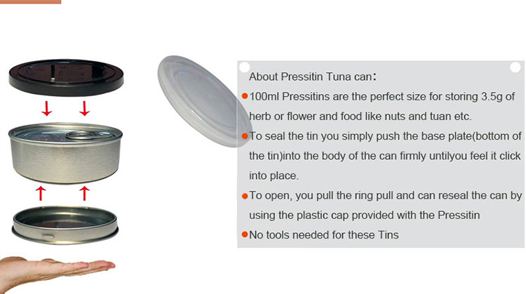 Hand Press Sealed Metal Box 3.5gram Easy Ring Pull Tin Cans