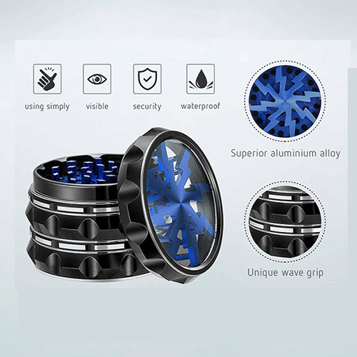 Custom Logo Printing 4 Pieces Aluminium Grinder With Pollen Custom Logo Printing 4 Pieces Aluminium Grinder With Pollen