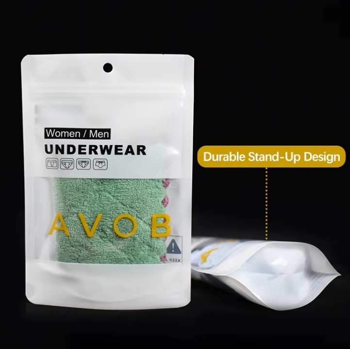 Custom Resealable Stand up Pouch Underwear Packaging Zip Custom Resealable Stand up Pouch Underwear Packaging Zip
