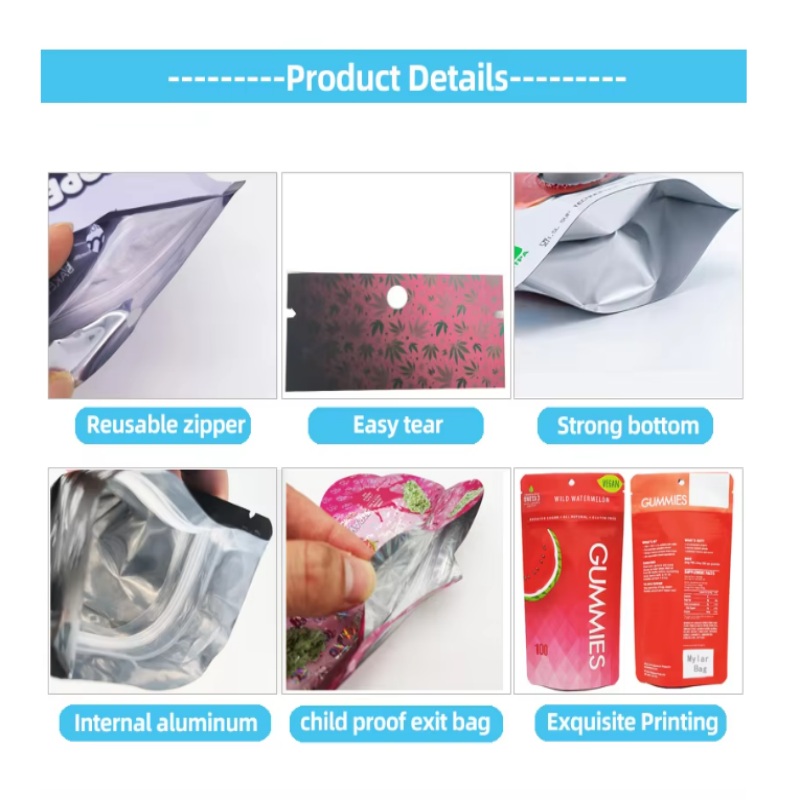 3.5g 7g 14g 28g Child Resistant Mylar Bag