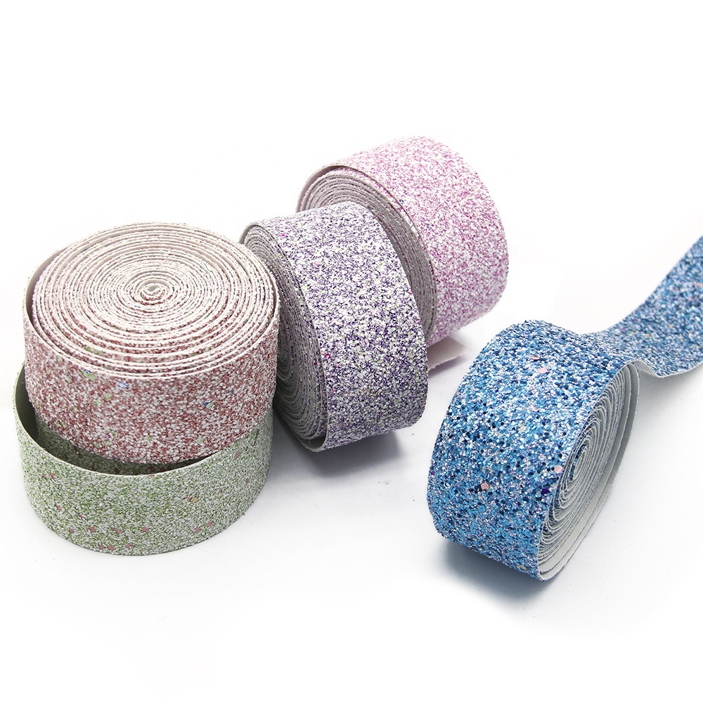 Shiny chunky sequin glitter leather fabric ribbon Shiny chunky sequin glitter leather fabric ribbon