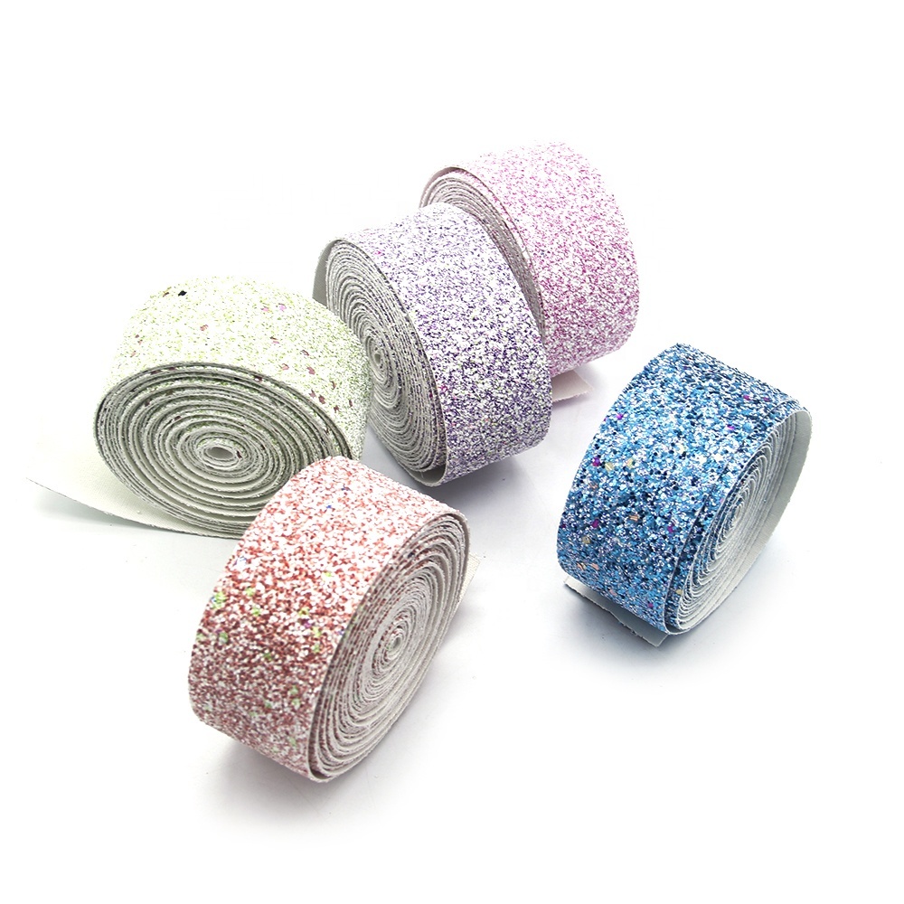 Shiny chunky sequin glitter leather fabric ribbon Shiny chunky sequin glitter leather fabric ribbon