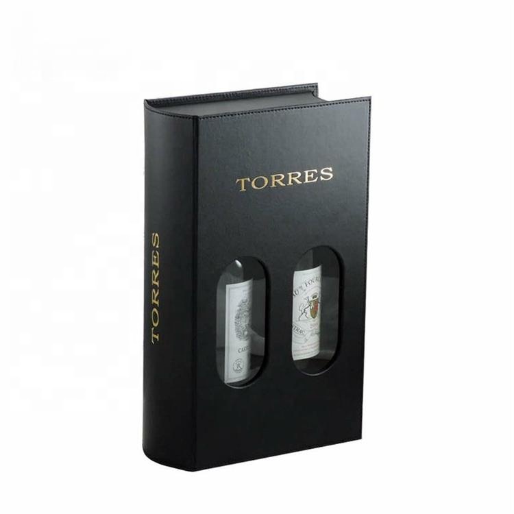 2 bottles book shape leather box for wine and whiskey 2 bottles book shape leather box for wine and whiskey