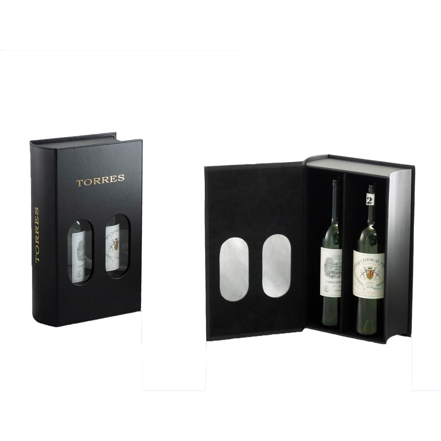 2 bottles book shape leather box for wine and whiskey 2 bottles book shape leather box for wine and whiskey