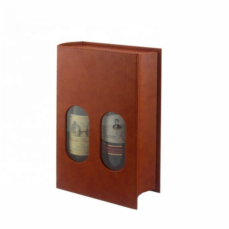 2 bottles book shape leather box for wine and whiskey 2 bottles book shape leather box for wine and whiskey