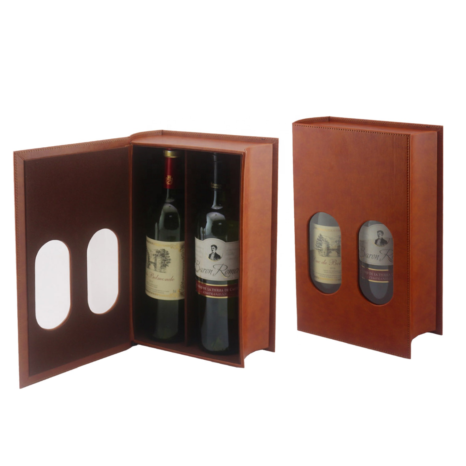2 bottles book shape leather box for wine and whiskey 2 bottles book shape leather box for wine and whiskey
