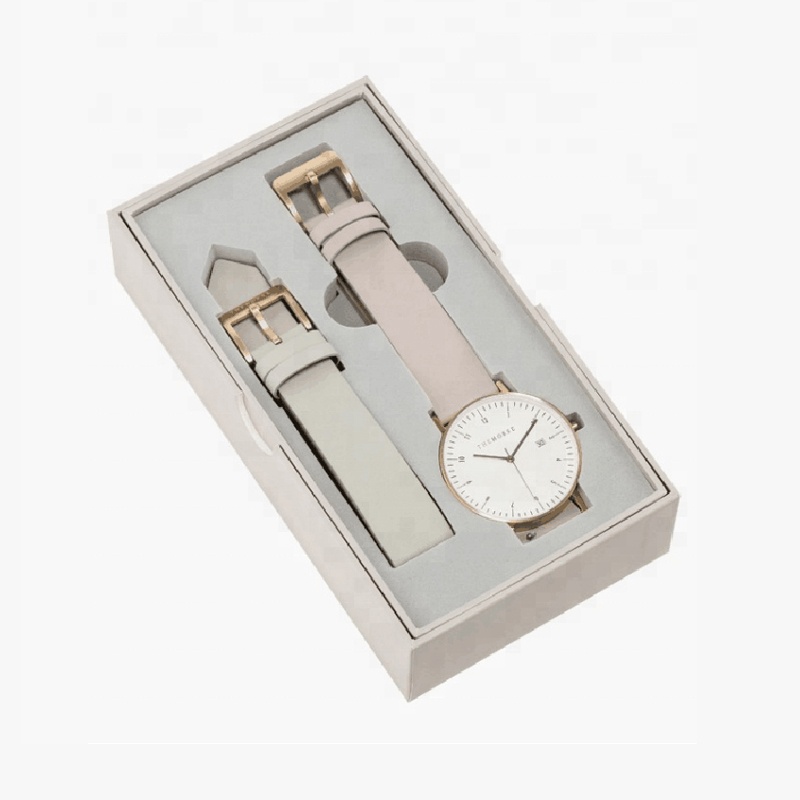 Luxury packaging paper UV logo leather watch box for her Luxury packaging paper UV logo leather watch box for her