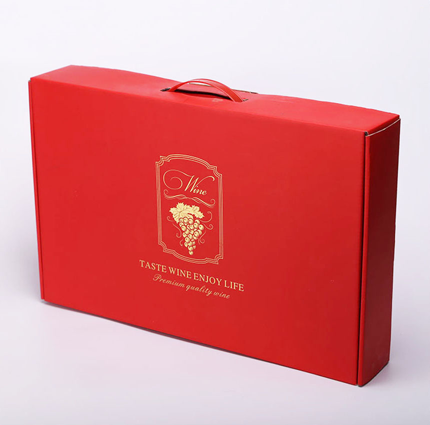 Corrugated cardboard wine packaging box with handle Corrugated cardboard wine packaging box with handle