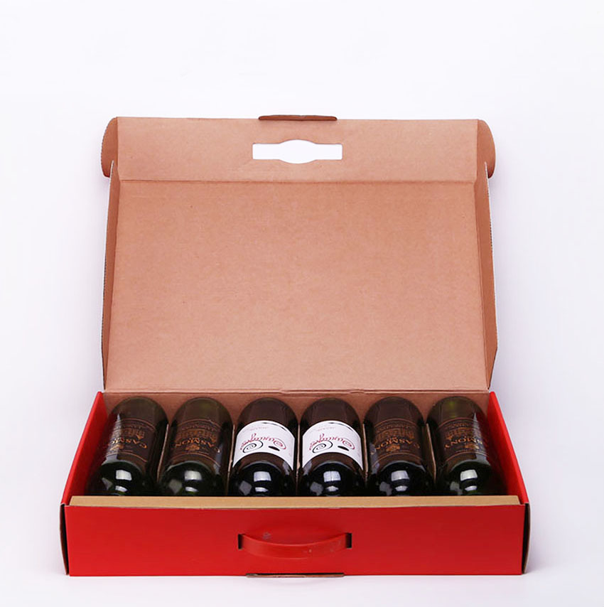 Corrugated cardboard wine packaging box with handle Corrugated cardboard wine packaging box with handle