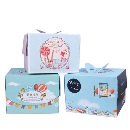 Corrugated board cake box with handle Corrugated board cake box with handle