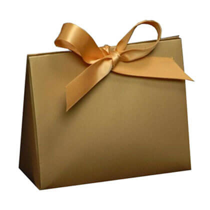 Art paper bag with ribbon closure
