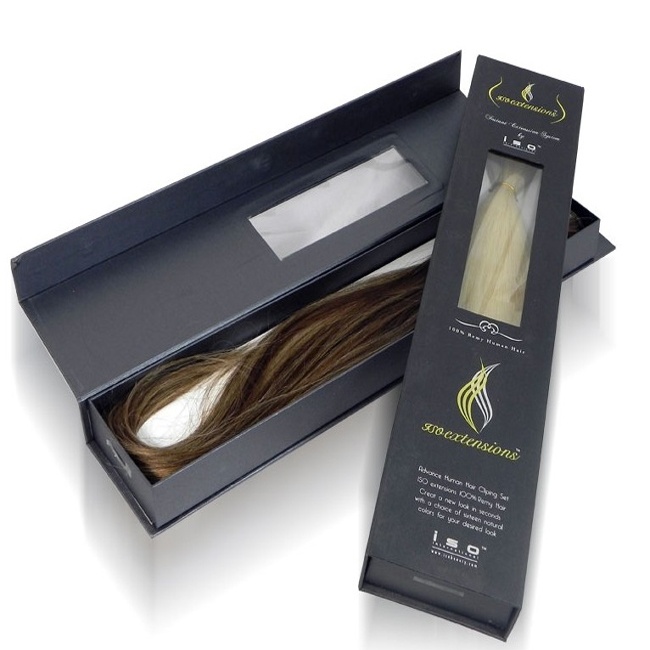 Hair extension packaging box with PVC window Hair extension packaging box with PVC window