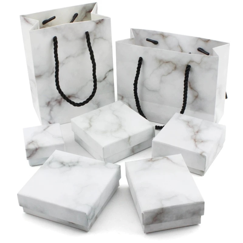 Cardboard earring bracelet marble silver jewelry gift box Cardboard earring bracelet marble silver jewelry gift box