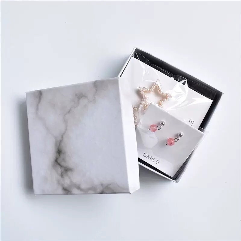 Cardboard earring bracelet marble silver jewelry gift box Cardboard earring bracelet marble silver jewelry gift box
