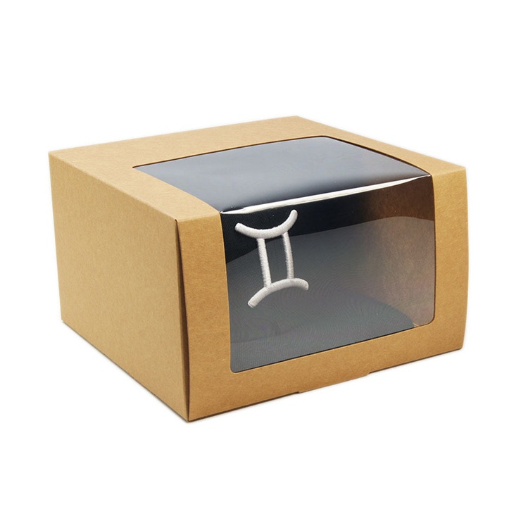Cheap customized kraft paper box with PVC for hat Cheap customized kraft paper box with PVC for hat