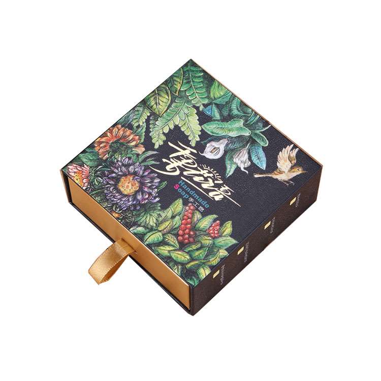 Colorful printing boxes drawer soap box with ribbon Colorful printing boxes drawer soap box with ribbon