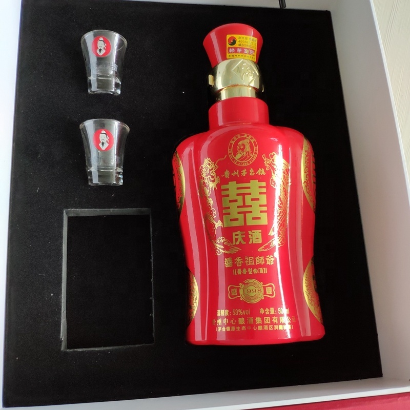 Cotton handles luxury red soft touch paper wine box Cotton handles luxury red soft touch paper wine box